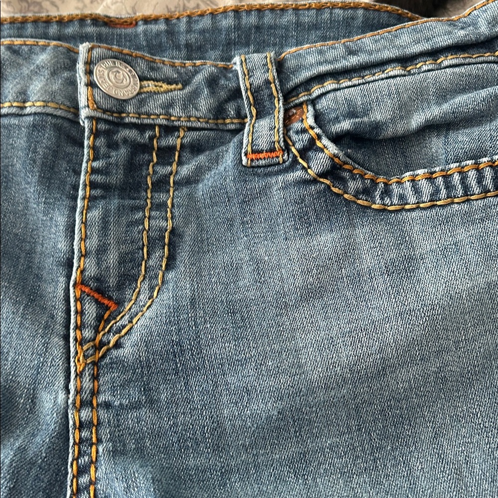 True Religion Blue Denim Jeans with Contrast Stitching Ankle/cropped - Picture 8 of 8